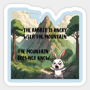 The Rabbit is Angry With The Mountain, The Mountain Does Not Know - Funny Sticker